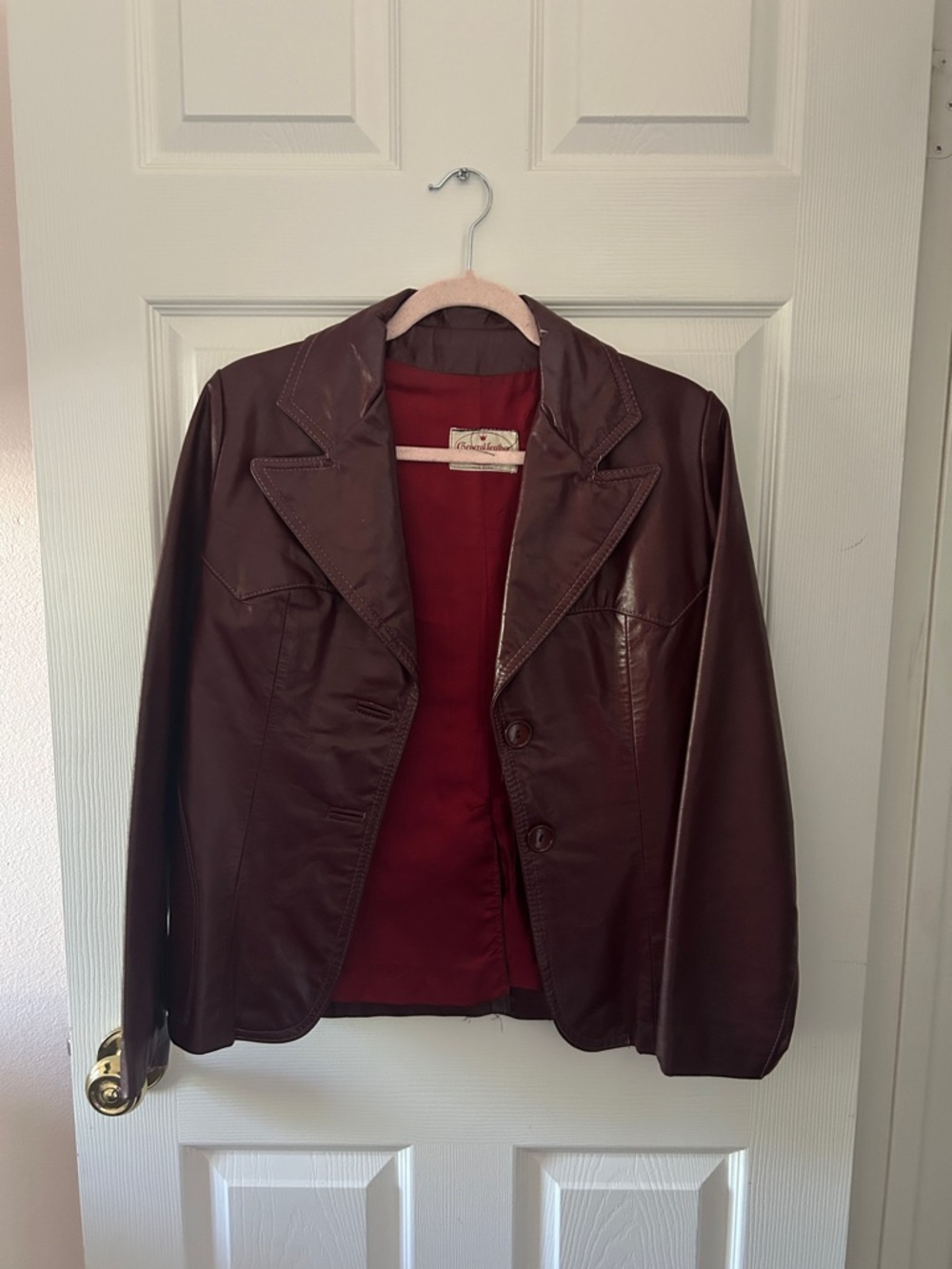 Dark cherry red leather jacket